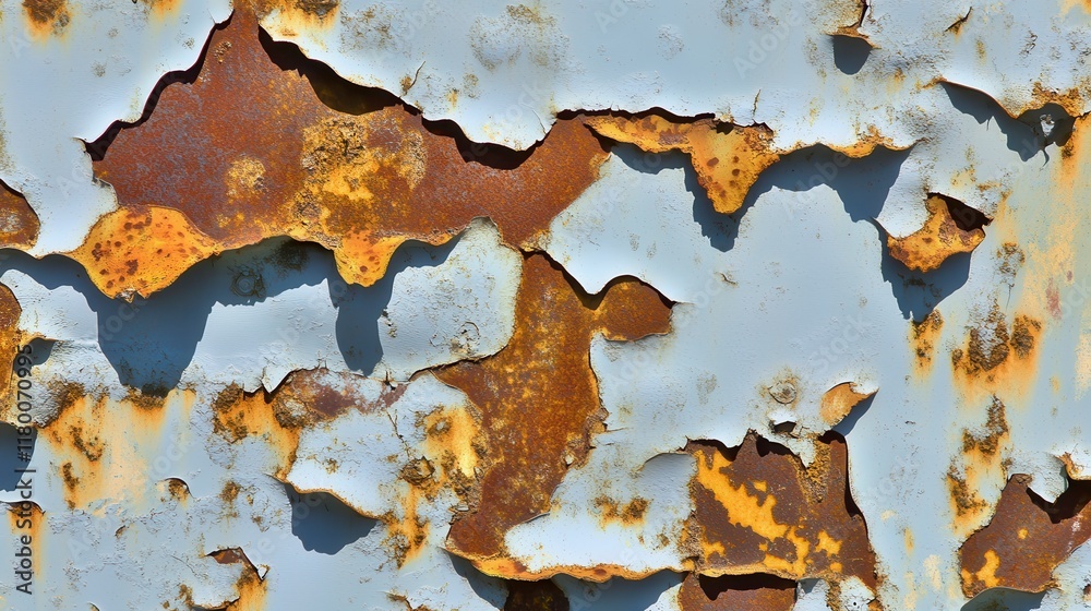 Fototapeta premium Detailed View of Weathered Metal Surface with Peeling Paint
