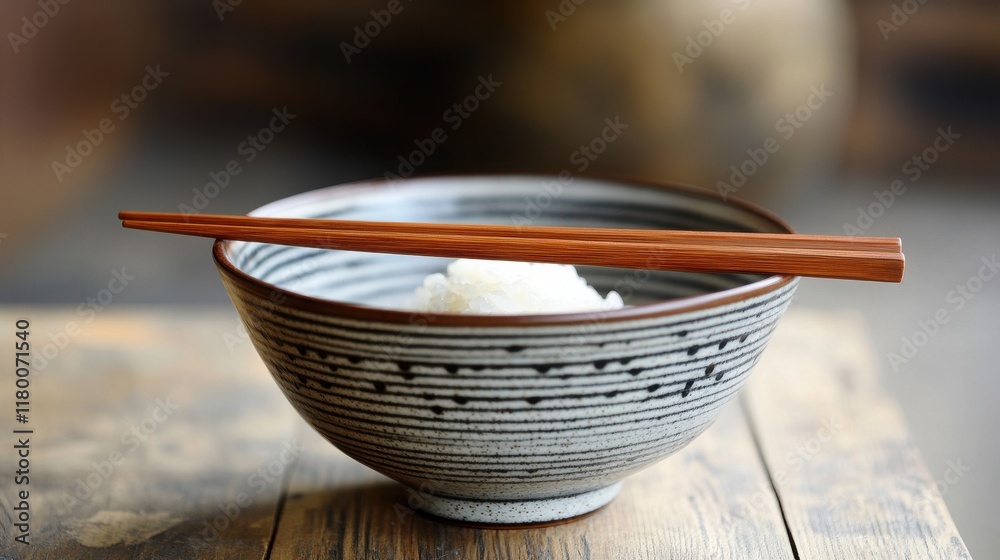 Elegant Bowl of Rice with Chopsticks Elegant Bowl of Rice with Chopsticks