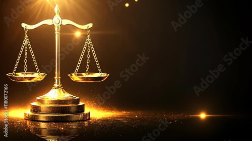 Golden scales of justice symbolize fairness and balance in the legal system during a solemn event