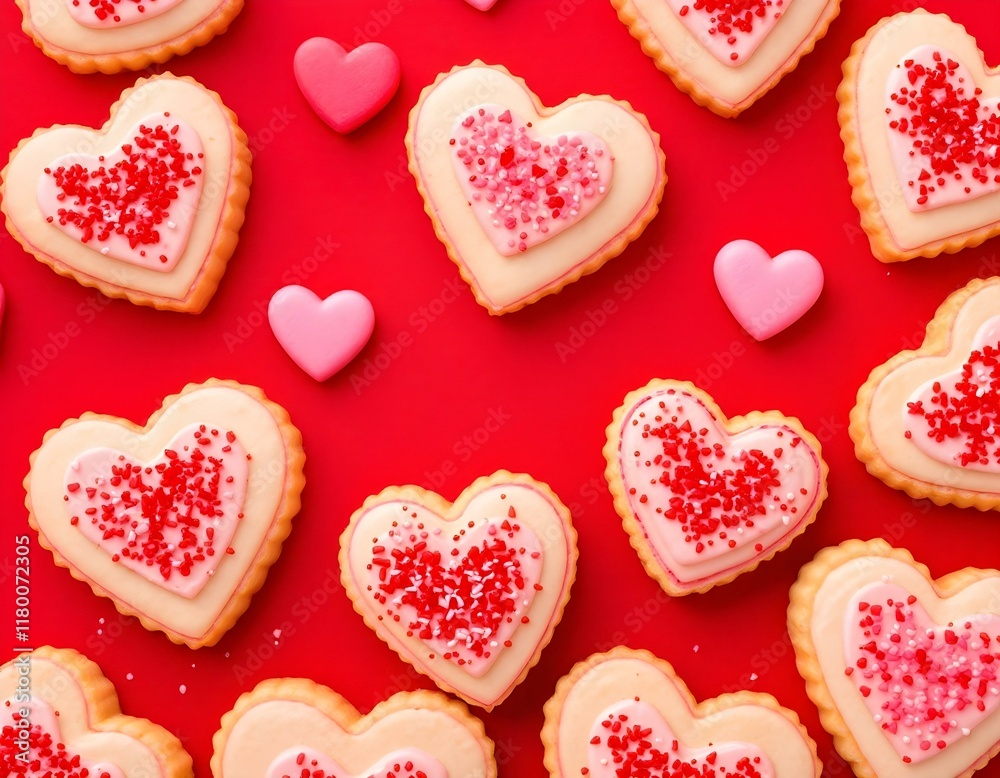red background with a bunch of heart shaped cookies, red hearts, on a red background, cookies, pink hearts in the background, beautiful high resolution, pink and red colors. red background with a bunch of heart shaped cookies, red hearts, on a red background, cookies, pink hearts in the background, beautiful high resolution, pink and red colors.