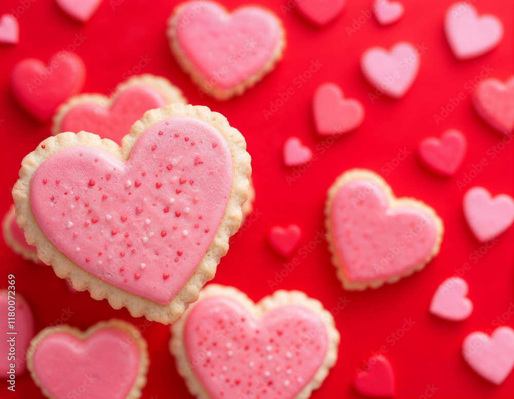 red background with a bunch of heart shaped cookies, red hearts, on a red background, cookies, pink hearts in the background, beautiful high resolution, pink and red colors. red background with a bunch of heart shaped cookies, red hearts, on a red background, cookies, pink hearts in the background, beautiful high resolution, pink and red colors.