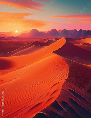 couché de soleil sur le desert