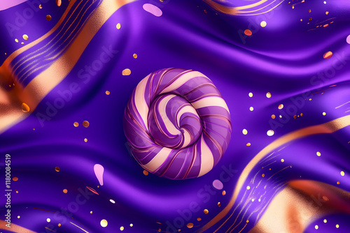 Vibrant candy wrapper design in rich purple tones