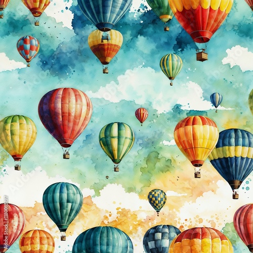 Balloon in the clouds. Place for text.