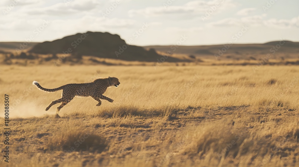 A photo of a cheetah sprinting across an open plain in pursuit of its prey. A photo of a cheetah sprinting across an open plain in pursuit of its prey.