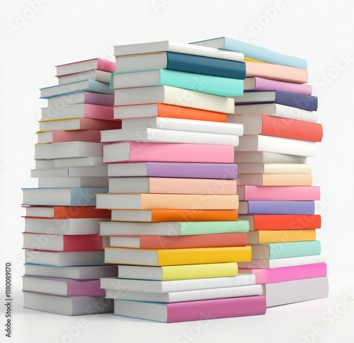 Wallpaper Mural stacks of colorful books or notepads isolated on white background Torontodigital.ca