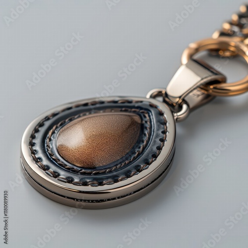 Mockup of a Blank Chic Designer Key Fob Isolated on White Background photo