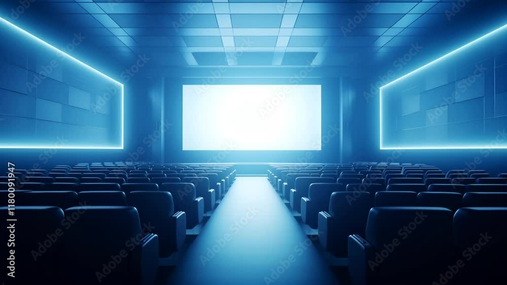 Empty cinema screen ready for a movie premiere. Ideal for video intros, transitions, and background footage. Use in film trailers, video essays, and cinematic scenes Empty cinema screen ready for a movie premiere. Ideal for video intros, transitions, and background footage. Use in film trailers, video essays, and cinematic scenes
