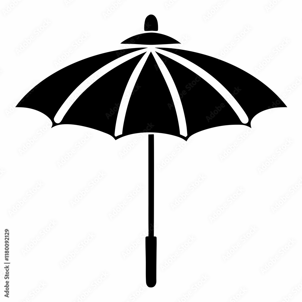 Elegant Parasol Silhouette Vector on White Elegant Parasol Silhouette Vector on White