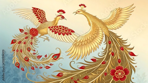 golden dragon flying in the sky 