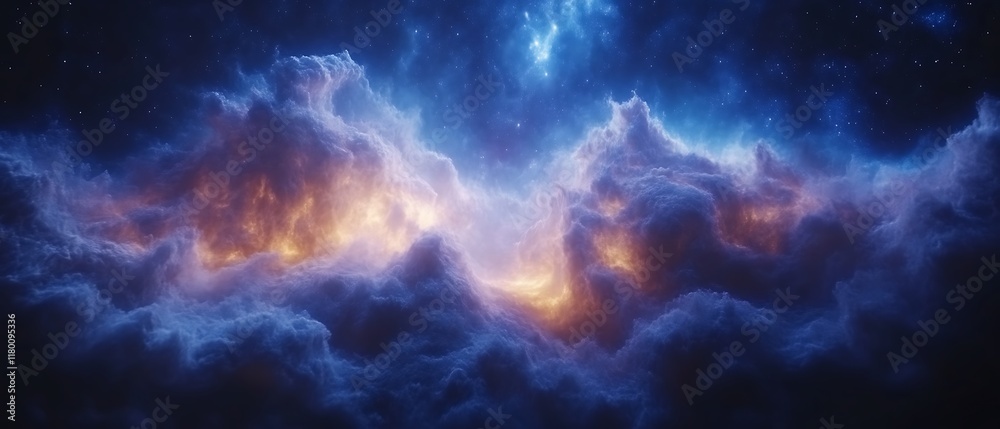 Cosmic cloudscape with glowing nebula. Cosmic cloudscape with glowing nebula.