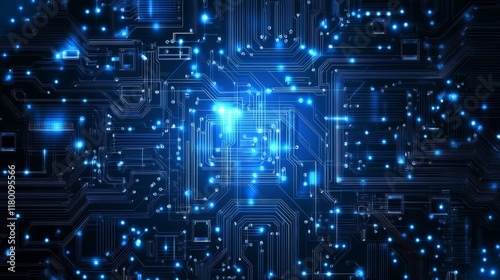 Wallpaper Mural Abstract circuit structure and computer technology background with digital transformation elements in business, featuring augmented reality overlays. Torontodigital.ca