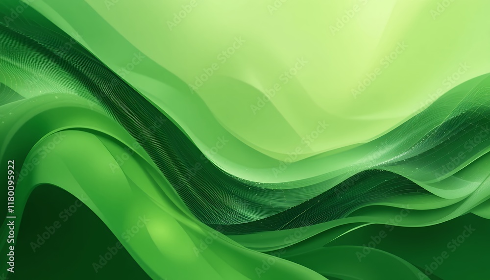 Fototapeta premium Abstract Green Wave Background Fluid Design Nature Inspired