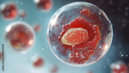 An educational illustration visualizing the influence of epigenetic modifications on embryo implantation, showcasing molecular structures and processes  - photo