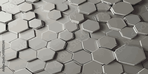 Abstract 3d silver hexagon pattern texture honeycomb Geometric concept movement illustration rendering graphic design use for banner, wallpaper, vector illustration.