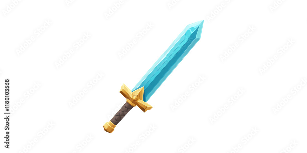 Blue gemstone sword with gold handle isolated on transparent background Blue gemstone sword with gold handle isolated on transparent background