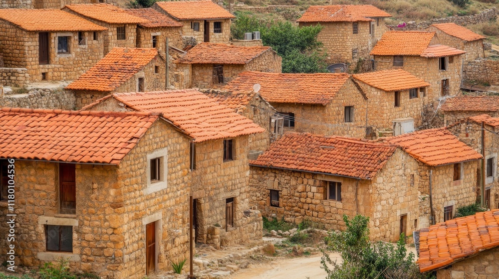 Charming Stone Village with Terracotta Roofs Charming Stone Village with Terracotta Roofs