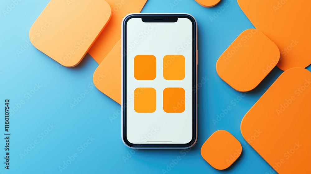 Modern user interface design template. Conceptual mobile phone screen mock-up for application interface. Orange blue white. Modern user interface design template. Conceptual mobile phone screen mock-up for application interface. Orange blue white.