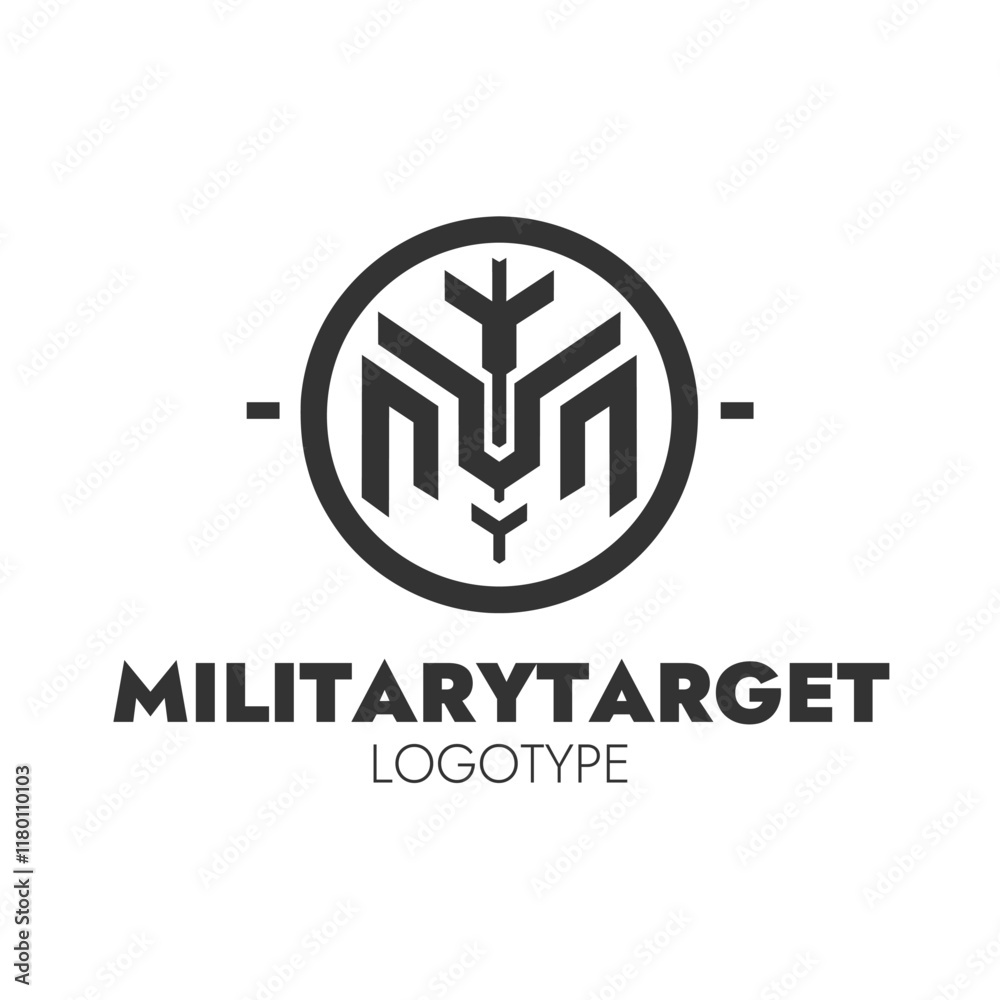 Military target logo with geometric design, bold typography, and modern style, representing precision, strength, and strategic focus Military target logo with geometric design, bold typography, and modern style, representing precision, strength, and strategic focus