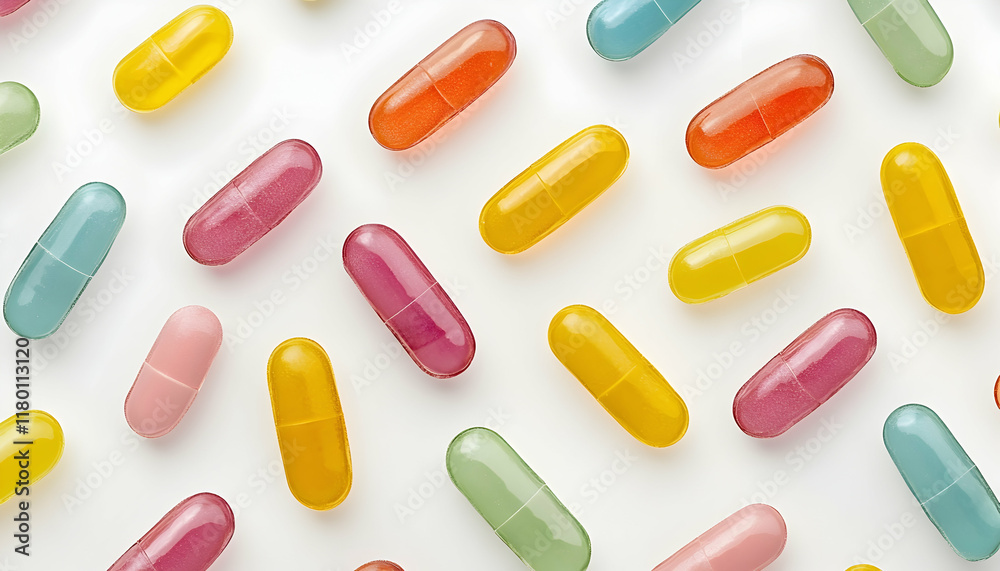 Color capsules on a white background in a top view pattern - Color capsules on a white background in a top view pattern -