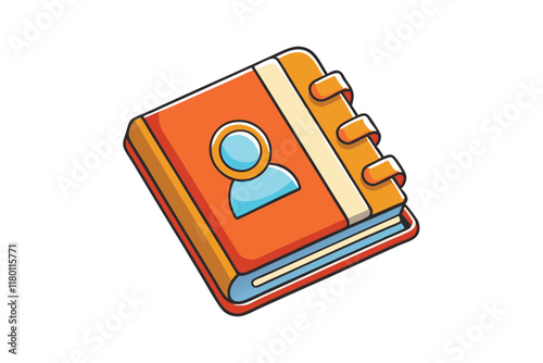 Bright and cheerful animated address book with spiral binding and expressive features, ideal for kids apps or creative projects