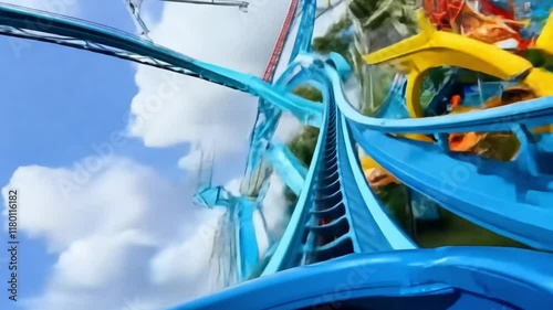 Horizontal video, roller coaster ride, first-person view