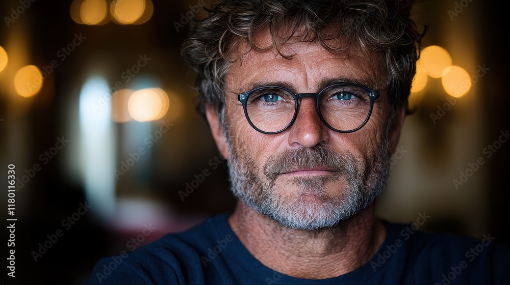 A man with glasses and a beard looking at the camera A man with glasses and a beard looking at the camera
