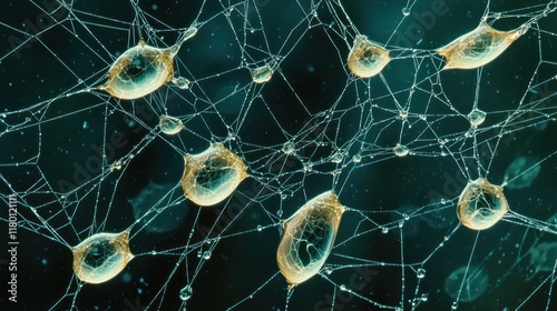 Microscopic view of interconnected cells and structures. photo