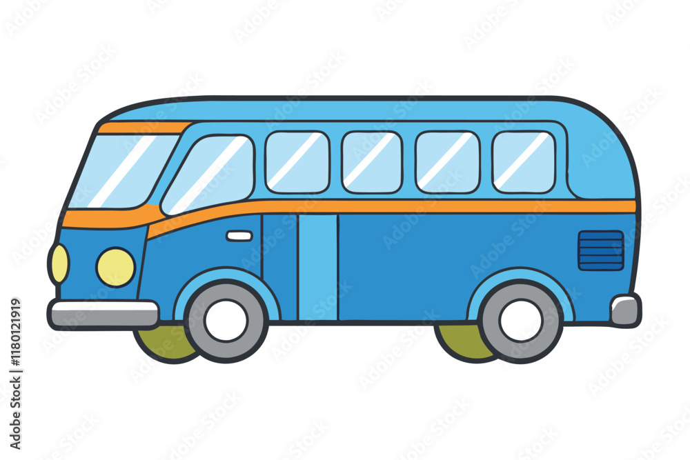 Cartoon bus icon in bright colors with detailed design elements, suitable for educational materials or transportation concepts Cartoon bus icon in bright colors with detailed design elements, suitable for educational materials or transportation concepts