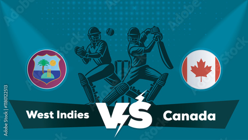 West Indies VS Canada , Canada Vs West Indies cricket match , Cricket match concept with creative illustration.eps
