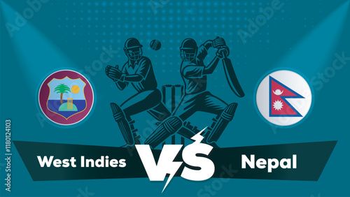 West Indies VS Nepal , Nepal Vs West Indies cricket match , Cricket match concept with creative illustration.eps