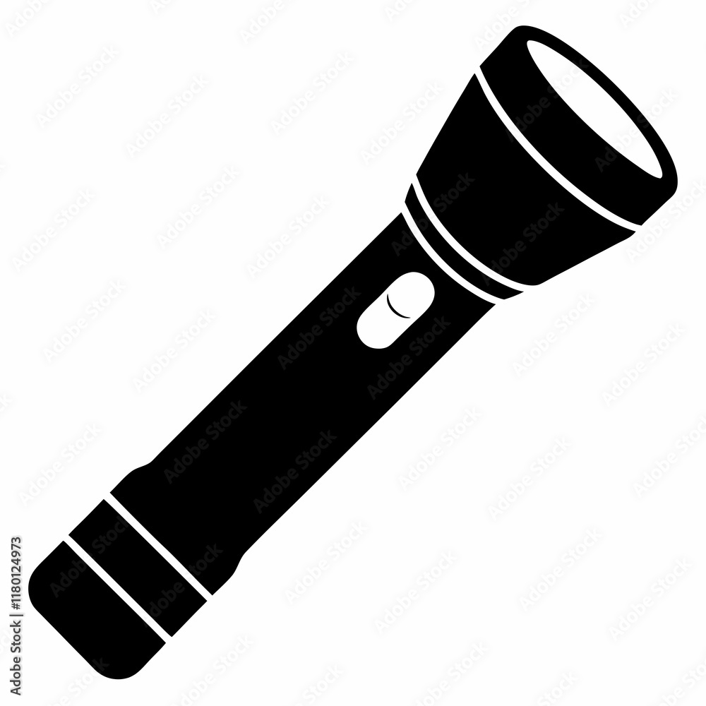 Flashlight Icon Black Silhouette on White Canvas Flashlight Icon Black Silhouette on White Canvas