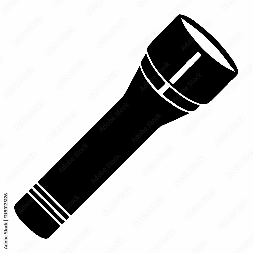 Flashlight Icon Black Silhouette on White Canvas Flashlight Icon Black Silhouette on White Canvas