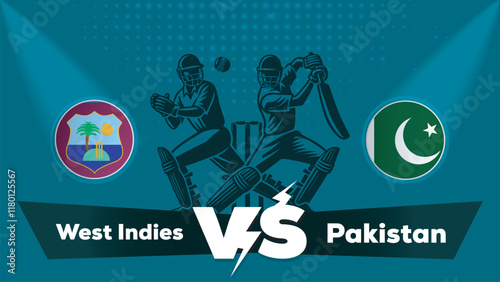 West Indies Vs Pakistan Match , Pakistan vs West Indies cricket match , Cricket match concept with creative illustration.eps
