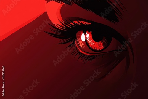 A Close Up Of A Red Eye With Long Lashes photo