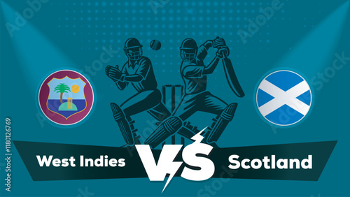 West Indies VS Scotland , Scotland Vs West Indies cricket match , Cricket match concept with creative illustration.eps