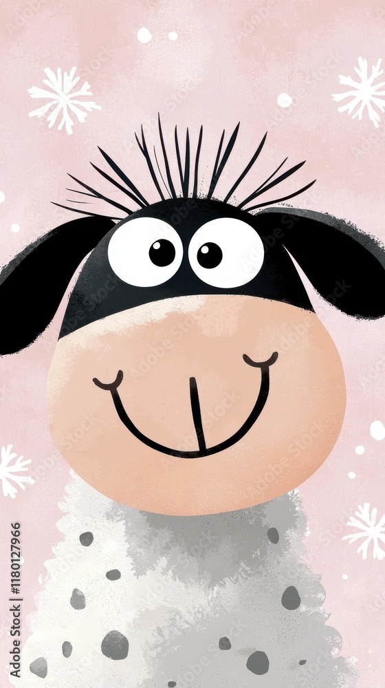 Obraz premium A cartoon sheep with a big smile on its face