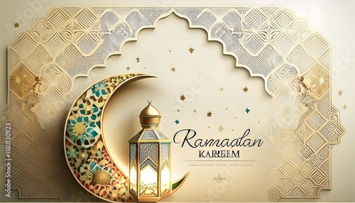 Elegant Ramadan Kareem Backgrounds with Islamic Lanterns and Crescent Moon Theme