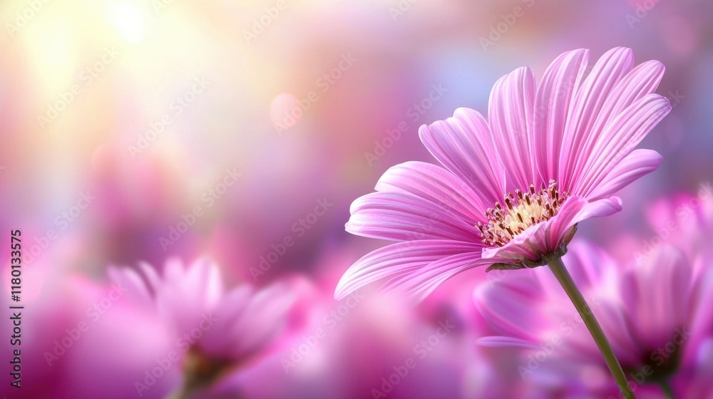 Obraz premium A close up of a pink flower in a field of flowers