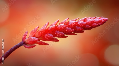 A close up of a red flower with water droplets on it