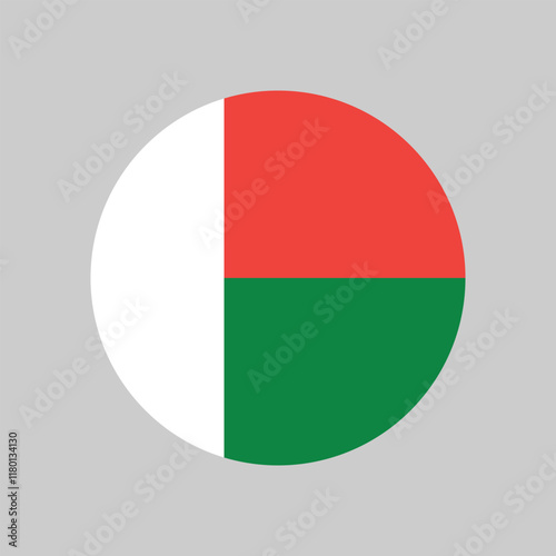 Free Download Flag of Madagascar, State symbol of the Republic of Madagascar. Madagascar round flag icon with Standard color. - GFXLoad