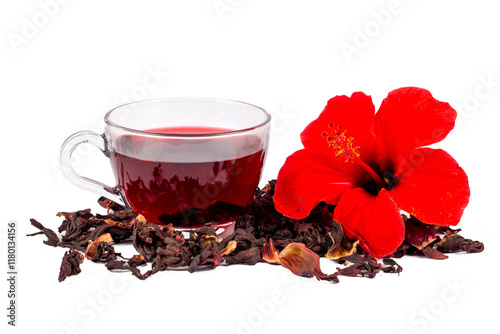 Obraz na płótnie Hibiscus tea, flower and dry blossom w salonie