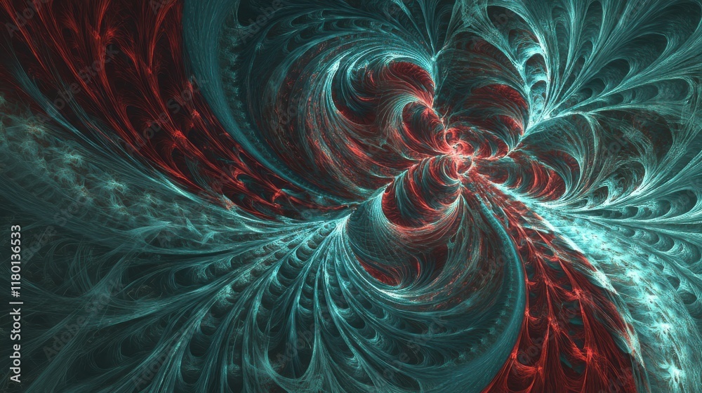 Naklejka premium Abstract Fractal Design with Intricate Patterns and Vibrant Colors