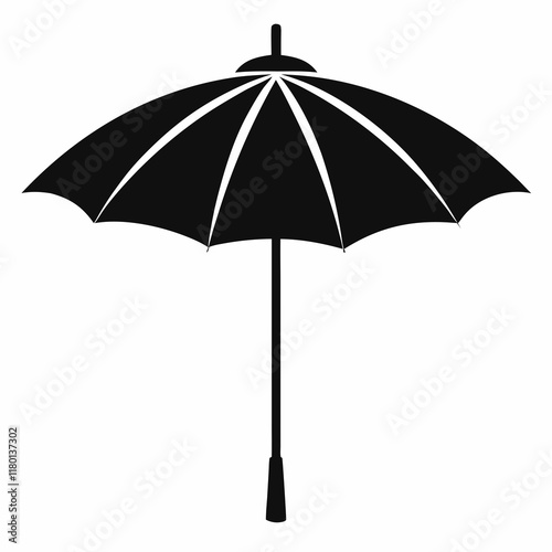 Minimal Parasol Black Silhouette on White Vector