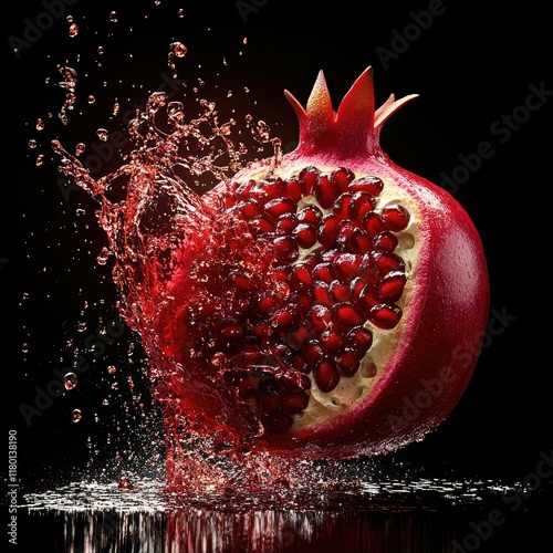 A pomegranate explosion with a splash of juice