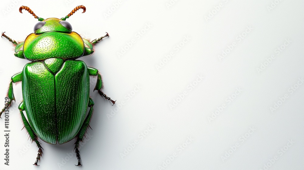 Naklejka premium A green beetle on a white background