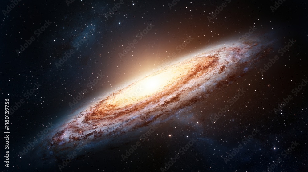 Obraz premium A spiral galaxy in the night sky with stars