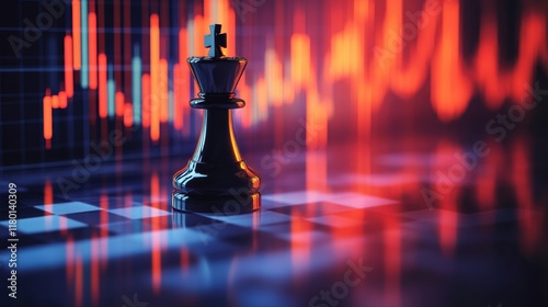 Chess Piece Over Market Charts in Motion