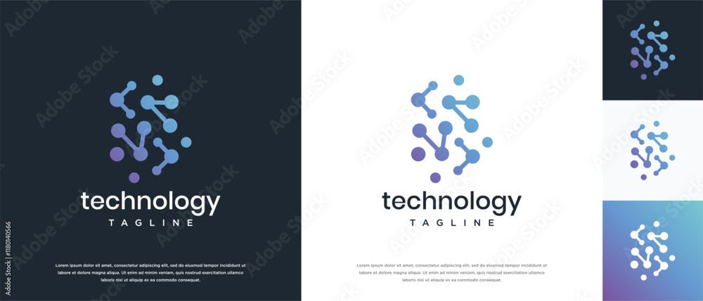 Fototapeta premium Molecule technology logo design. Technology molecule connection logo template