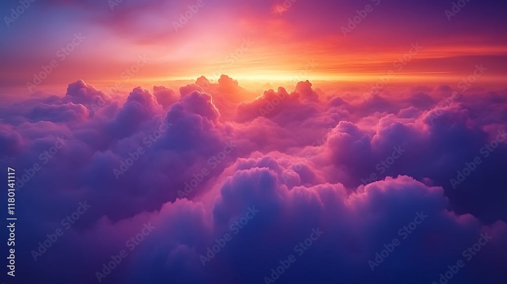 Vibrant sunset above a sea of clouds. (2) Vibrant sunset above a sea of clouds. (2)